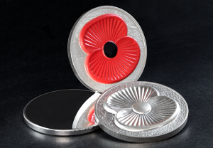 2016 masterpiece 5oz silver poppy coin web images 1 300x208 - From blank to finished coin - striking the Masterpiece 50z Silver Proof Poppy Coin