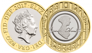 jane austen 2017 uk c2a32 bu coin both sides 1 300x173 - The Jane Austen £2 Coin