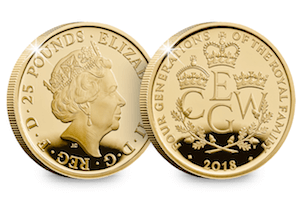 Four Generations of Royalty Gold Proof Coin 300x200 - New UK coin released celebrating the Four Generations of Royalty for first time ever