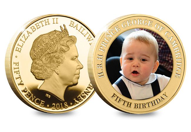 DN Prince George Fifth Birthday Guernsey Gold Plated Five Coin Set product pages7 - Happy Birthday Prince George