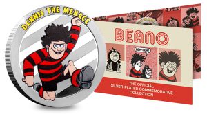 Beano Silver Plated Medals Dennis and pack 300x166 - BIFF! BOP! THUDD! Own an original piece of Beano artwork on the NEW Silver-Plated Commemorative