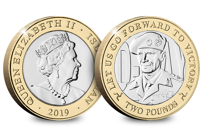 D Day 75th Leaders IOM CuNi BU Two Pounds Three Coin Set Montgomery - New coins issued to commemorate the three leaders who inspired an Allied victory