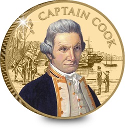 Captain Cook coin design mock up gold plated smaller - Captain Cook coin design mock up gold plated smaller