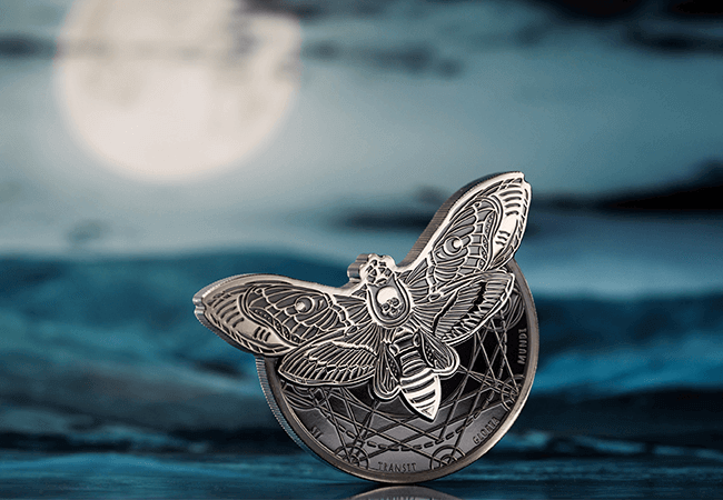 ‘Creeping’ it real this Halloween? An exclusive look into some of the world’s scariest coins… AT Silver Deaths Head Hawkmoth Coin Lifestyle 1 1 - ‘Creeping’ it real this Halloween? An exclusive look into some of the world’s scariest coins…