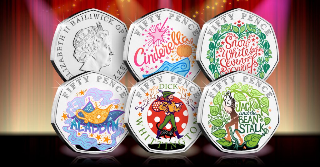 DN 2019 Pantomime REVEAL silver 50p coin set Facebook Banner 1024x536 - Curtains Up! FIVE Brand New Christmas Panto 50p Coins revealed...