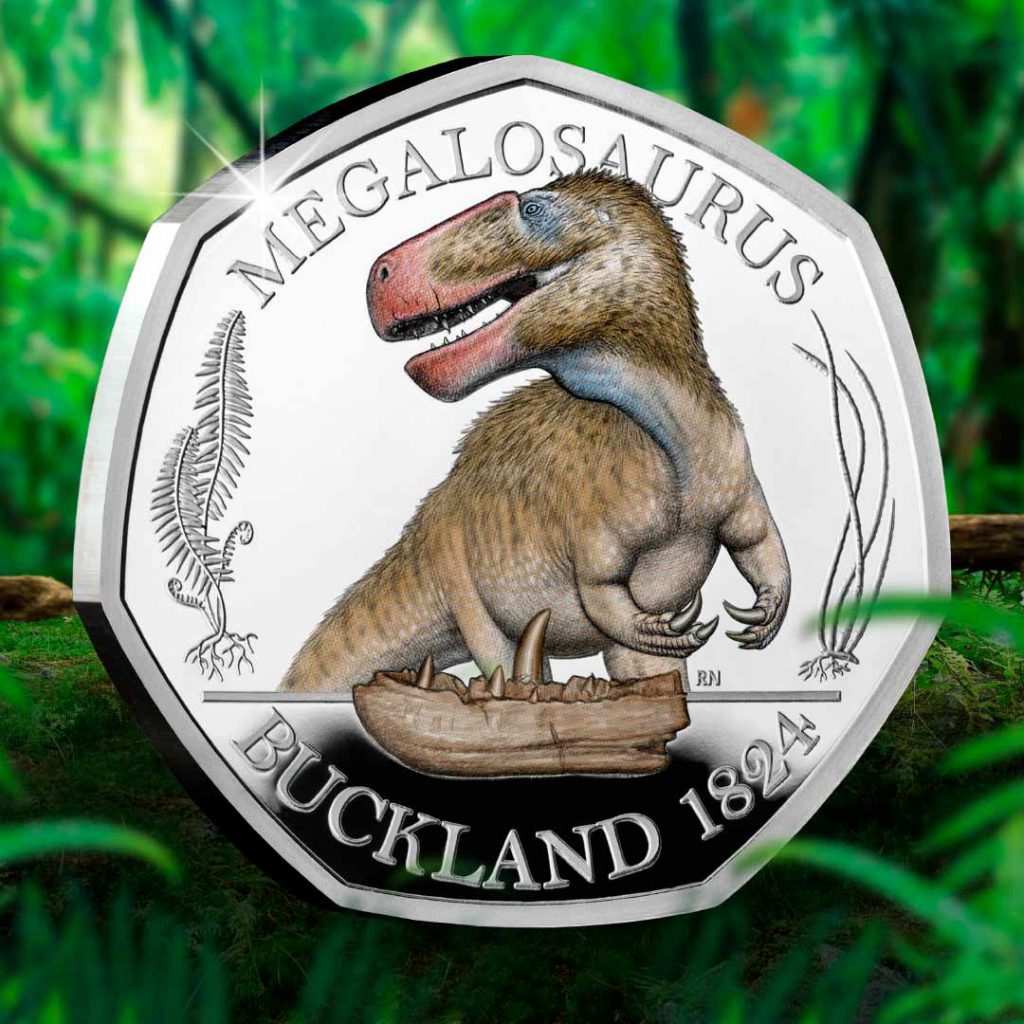 DN 2020 Dinosaurus Silver Colour 50p coin social media 1 1024x1024 - Roarsome news – Dinosaurs feature on UK 50ps!
