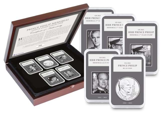 100Y prince philip memorial coin and stamp collection product images all capsules with box - NEW UK £5 issued to honour HRH Prince Philip – everything you need to know