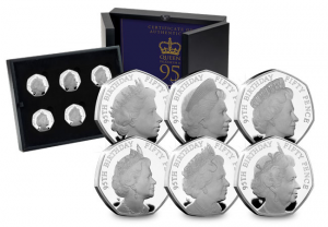 Queens 95th Birthday Silver 50p Set 300x208 - Queen's 95th Birthday Silver 50p Set