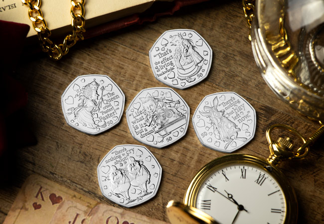 LS IOM 2021 Alice through the looking glass 50p BU set lifestyle - It’s time to go Through the Looking-Glass… Discover the BRAND NEW Alice 50p Coins!