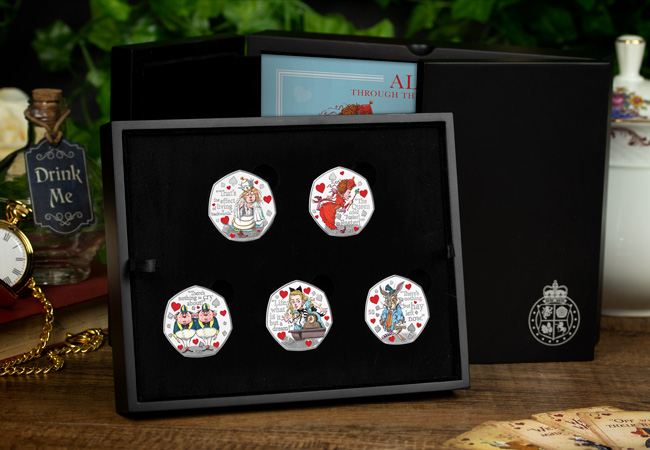 LS IOM 2021 Alice through the looking glass 50p silver set box lifestyle - It’s time to go Through the Looking-Glass… Discover the BRAND NEW Alice 50p Coins!