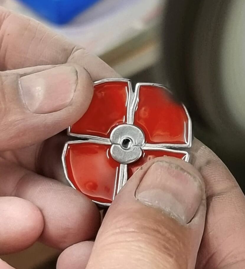 Finished Masterpiece poppy centre piece in hand - The story behind this year's RBL Masterpiece Poppy Coin