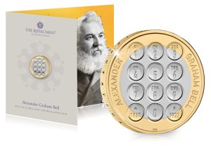 UK 2022 Alexander Graham Bell 2 BU Pack with coin reverse enlarged 300x208 - UK 2022 Alexander Graham Bell £2 BU Pack with coin reverse enlarged