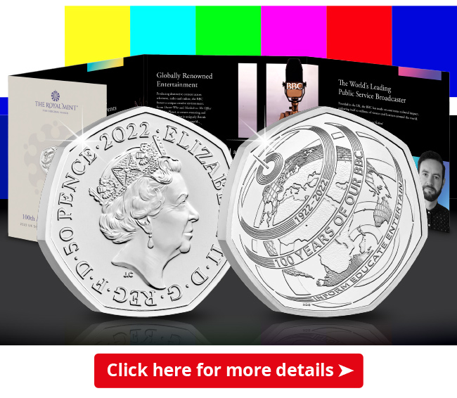 DN 2022 100th Anniversary of our BBC BU Silver Piedfort Gold 50p email banners 1 - BBC 50p celebrates 100 years of British History