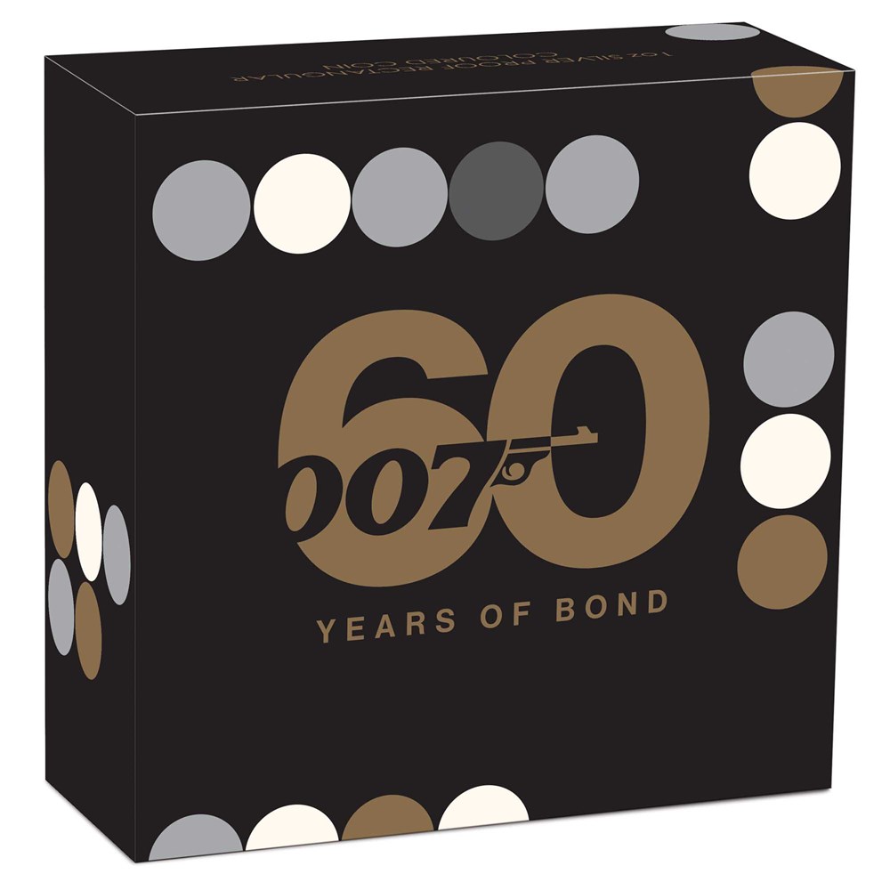 James Bond 60th Anniversary 1oz Silver Proof Rectangular Coin Packaging 5 - Celebrate 60 years of 007 with this extremely limited silver proof coin!