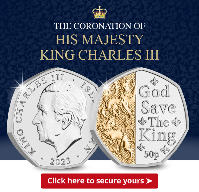 DN 2023 Coronation of KCIII Anthem 50ps with selective gold email banner - Approved by Buckingham Palace &#8211; The Official King Charles III Coronation Coins