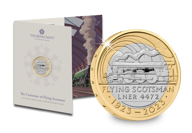 Flying Scotsman 2 Pound BU Reverse with Packaging - Celebrate 100 years of the world&#8217;s most famous steam locomotive!