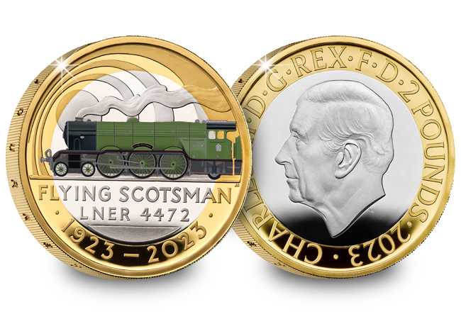 Flying Scotsman 2 Pound Silver Obverse Reverse - Celebrate 100 years of the world&#8217;s most famous steam locomotive!