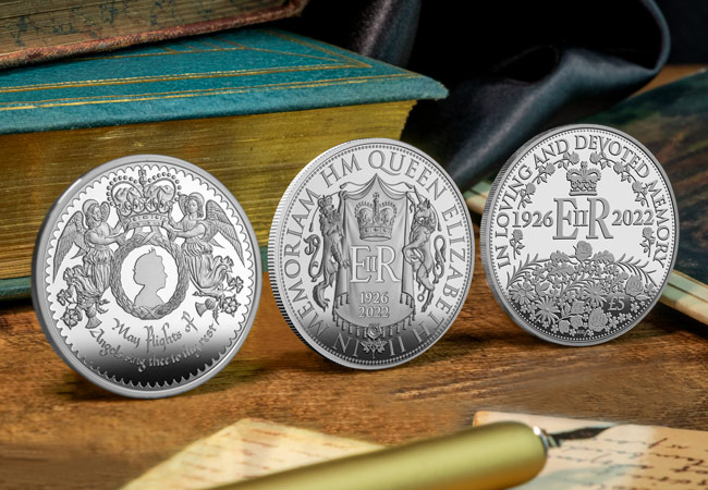 QEII In Memoriam Silver 5 Set Lifestyle 01 - Forever in Our Hearts: Queen Elizabeth II 2023 Memoriam Coins