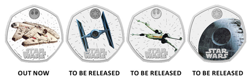 4 coins - Celebrating Galactic History: The Millennium Falcon Coin Launch