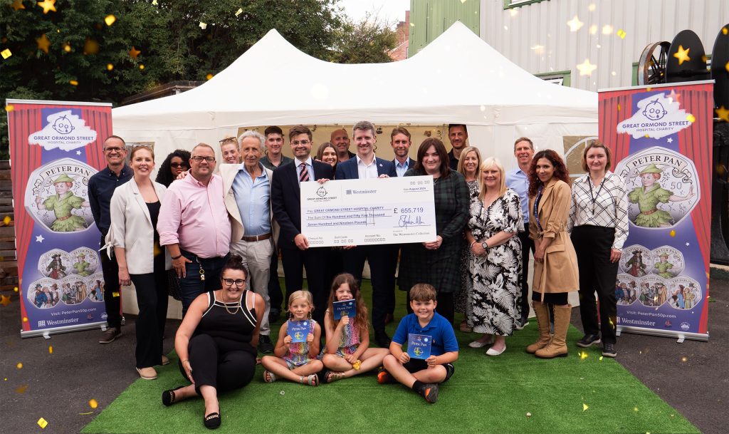 BRAND NEW Peter Pan 50p Coins: The Story So Far TWC Cheque Presentation Group Photo 2397x1426 2 1024x609 - BRAND NEW Peter Pan 50p Coins: The Story So Far