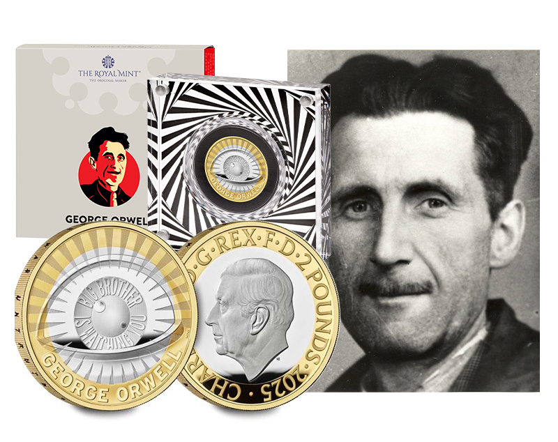 George Orwell Silver prood 2 coins - George Orwell: A Literary Icon Honored with a Special £2 Coin