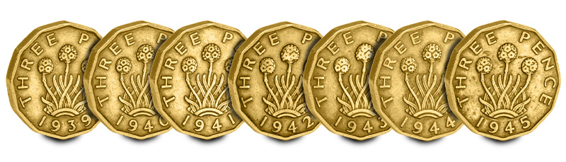Rare WWII Coin Set: How Seven Wartime Coins Tell the Story of Britain in WWII wwii threepence collectable coins - Rare WWII Coin Set: How Seven Wartime Coins Tell the Story of Britain in WWII